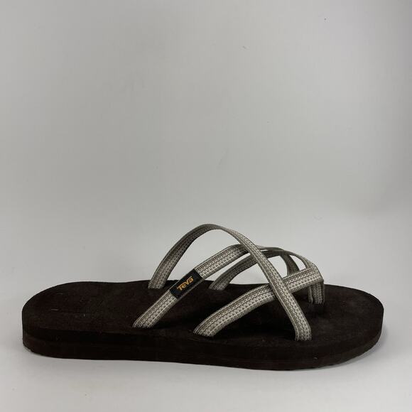 Teva Olowahu Strappy Beach Sandals Slides Womens Size 10 Brown Lightweight - Picture 1 of 9